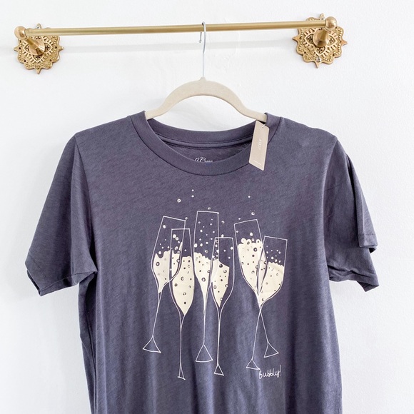 J. Crew Tops - J.Crew Gray Champagne Embellished Graphic Tee